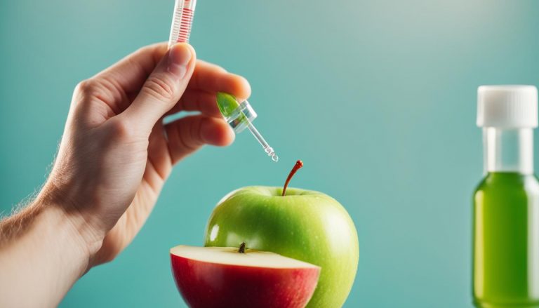 Injection scientifique dans une pomme verte.